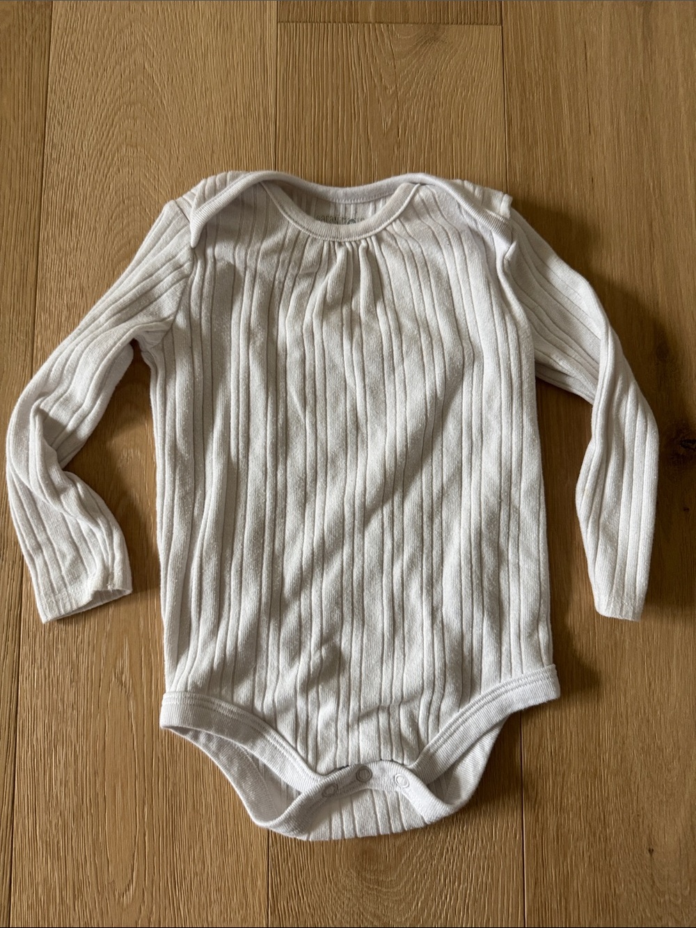Garanimals White Ribbed Long-Sleeve Baby One-Piece